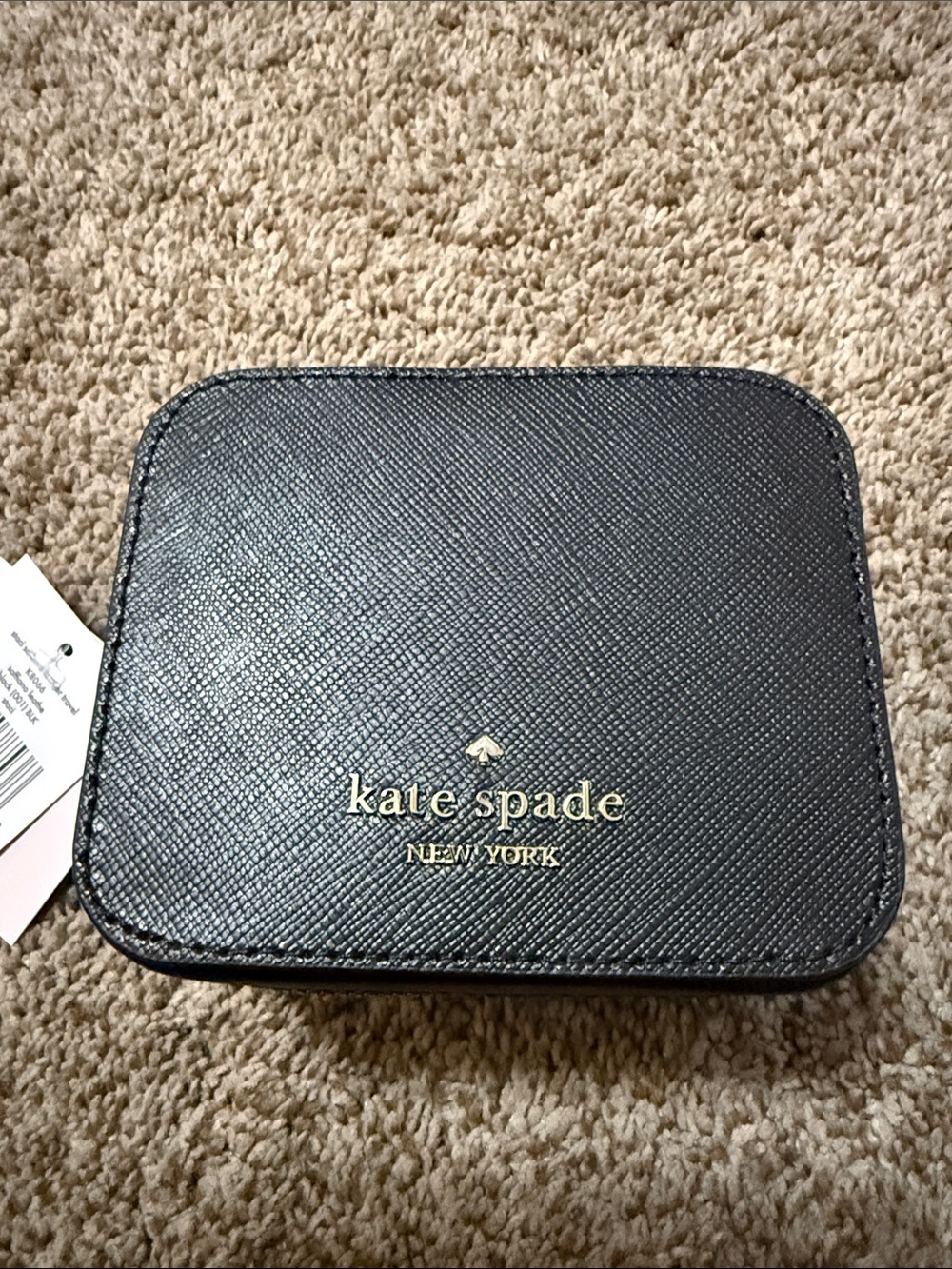 kate spade black jewelry travel case with gold logo